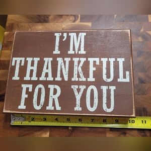Primitives by Kathy “I’m Thankful for You” wood box sign